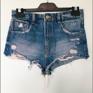 High waisted denim shorts